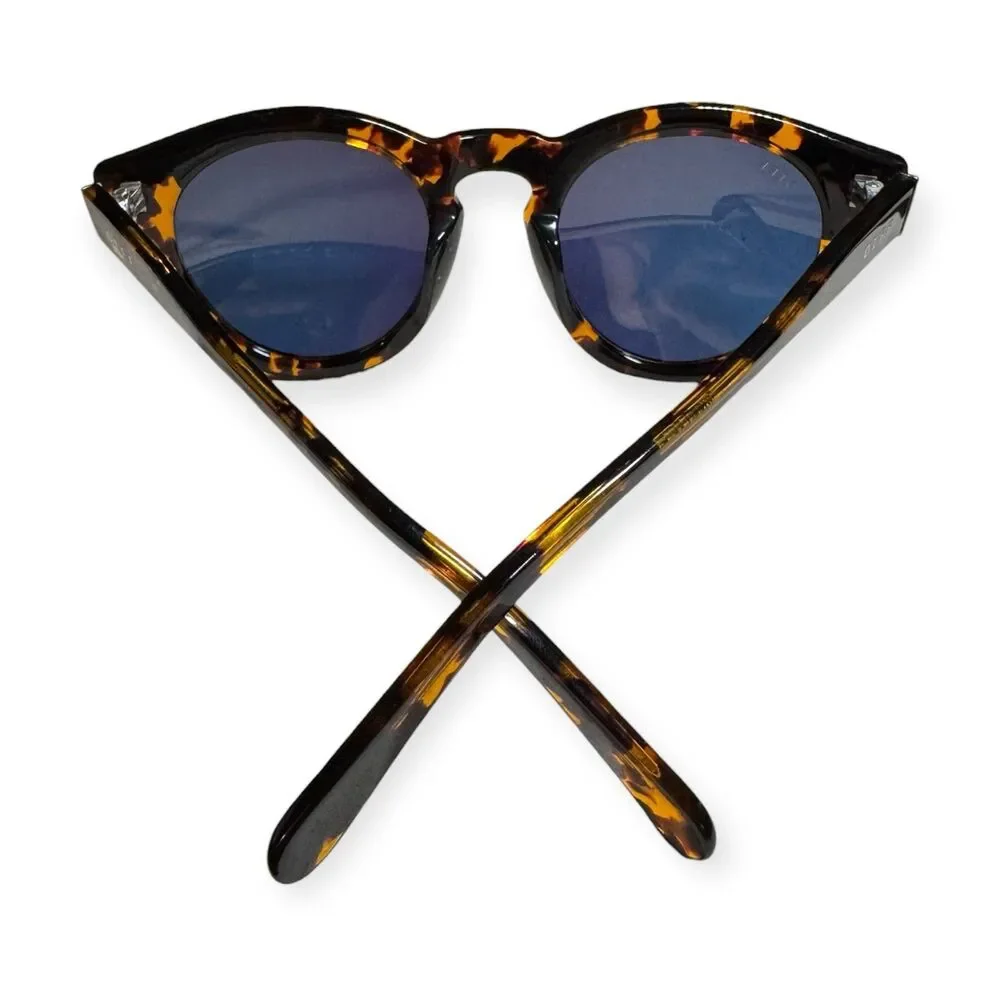 DIFF Dime II Mirrored‎ Sunglasses Tortoise Frame Green Mirror Lens Round Retro